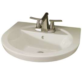 Petite Above Counter or Drop Lavatory Sink with Three Faucet Holes (4 Centers) in Linen