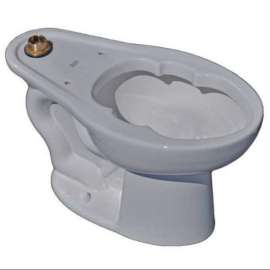 Commercial Reight-Height Elongated Bowl with Slotted Rim for Bedpan in White