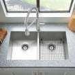 Edgewater(R) 33 x 22-Inch Stainless Steel 1-Hole Dual Mount Double-Bowl Kitchen Sink, 18DB.9332211.075