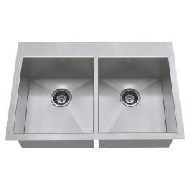 Edgewater(R) 33 x 22-Inch Stainless Steel 1-Hole Dual Mount Double-Bowl Kitchen Sink, 18DB.9332211.075
