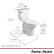 Cadet(R) PRO Two-Piece 1.6 gpf/6.0 Lpf Compact Chair Height Elongated Toilet Less Seat, 215FA004.020