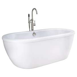 Cadet(R) 66 x 32-Inch Freestanding Bathtub With Brushed Nickel Finish Filler and Drain Kit, 2764014M203.011