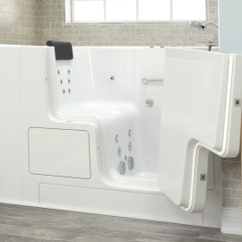 Gelcoat Premium Series 32 x 52 -Inch Walk-in Tub With Combination Air Spa and Whirlpool Systems - Right-Hand Drain With Faucet, 3252OD.109.CRW-PC