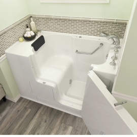 Gelcoat Premium Series 32 x 52 -Inch Walk-in Tub With Soaker System - Right-Hand Drain With Faucet, 3252OD.109.SRW-PC
