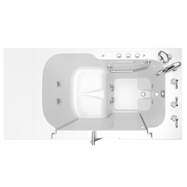 Gelcoat Value Series 32 x 52 -Inch Walk-in Tub With Combination Air Spa and Whirlpool Systems - Right-Hand Drain With Faucet, 3252OD.709.CRW-PC