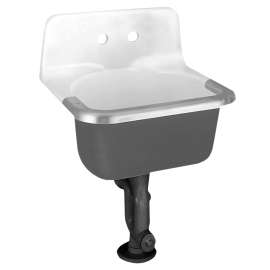 Akron(R) Wall-Hung Cast Iron Service Sink With 8-inch Faucet Holes and Rim Guard, 7695008.020