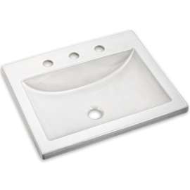 Drop Lavatory Sink with Three Faucet Holes (8 Centers) in White