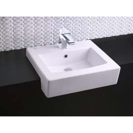Boxe Bathroom Sink with Single Hole Faucet Mount in White