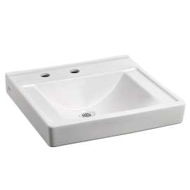 Everclean Wall-Hung Bathroom Sink with Center Hole Only with Left Hand Soap Dispenser Less Overflow in White