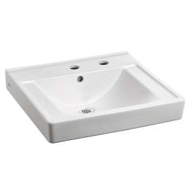 Everclean Wall-Hung Bathroom Sink with Center Hole Only with Right Hand Soap Dispenser in White