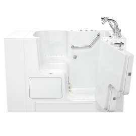 32-in. x 52-in. Outward Opening Door Walk-In Air Spa and Whirlpool Massage Bathtub with Right Door/Drain and Tub Faucet in White