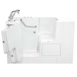 32-in. x 52-in. Outward Opening Door Walk-In Air Spa and Whirlpool Massage Bathtub with Left Door/Drain and Tub Faucet in White