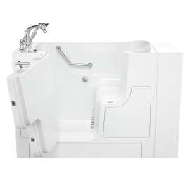 30-in. x 52-in. Outward Opening Door Walk-In Whirlpool Massage Bathtub with Left Door/Drain and Tub Faucet in White