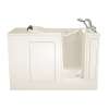 28-in. x 48-in. Walk-in Whirlpool Bathtub with Right-Hand Drain and Tub Faucet in Linen