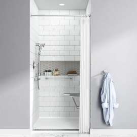 38 x 38 ADA Solid Surface Shower Base in Soft White
