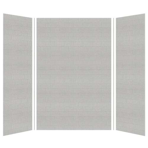 Monterey 60-in x 36-in x 96-in Glue to Wall 3-Piece Shower Wall Kit, Grey Stone/Tile