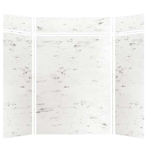 Monterey 60-in x 36-in x 84/12-in Glue to Wall 3-Piece Transition Shower Wall Kit, Carrara/Velvet