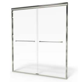 Euro 60 x 70-Inch Height Semi-Frameless Sliding Shower Door with Clear Glass, AM00390400.006