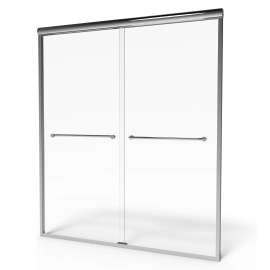 Euro 60 x 70-Inch Height Semi-Frameless Sliding Shower Door with Clear Glass, AM00390400.213