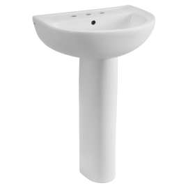 0467802.020 Reliant 22-in Pedestal Sink, 8-in Widespread Holes, White 