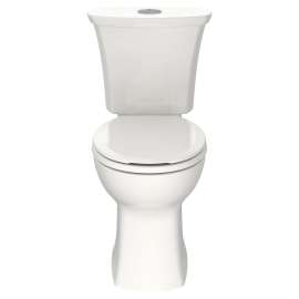 204BA200.020 Edgemere 1.6 gpf and 6.0 Lpf and 1.1 gpf and 4.2 Lpf Two-Piece Dual Flush Chair-Height Round-Front Toilet Less Seat, White 