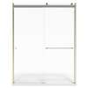 AM00810400.006 Universal 76-in Height Semi Frameless Top Roller Sliding Shower Door, Brushed Nickel 