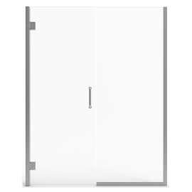 AM00814400.213 Universal 72-in Height Frameless Shower Door with Panel, Silver Shine 