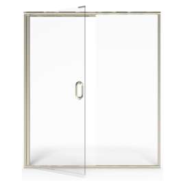 AM00816400.213 Universal 76-in Height Semi Frameless Swing Door with Panel, Silver Shine 