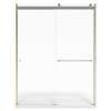 AM00821400.006 Universal 70-in Height Semi Frameless Top Roller Sliding Shower Door,Brushed Nickel 