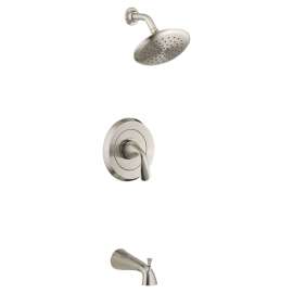 TU186508.295 Fluent 1.8 gpm/6.8 L/min Tub and Shower Trim Kit with Water-Saving Showerhead, Double Ceramic Pressure Balance Cartridge with Lever Handle, Brushed Nickel 