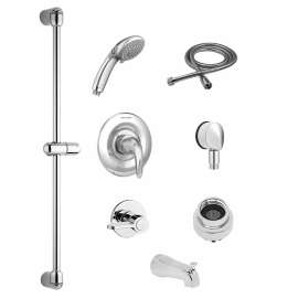 TU662225.002 Commercial Shower System Trim Kit 2.5 gpm/9.5 Lpm with 36 Inch Slide Bar, Hand Shower and Tub Spout, Polished Chrome 