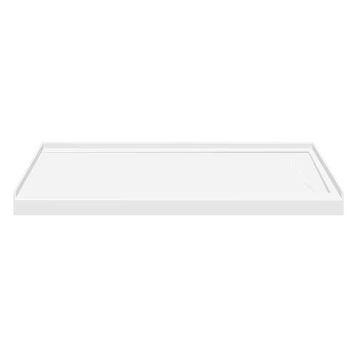 60-in x 36-in Low Threshold Right Hand Linear Concealed Drain Shower Base, White