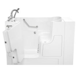 Gelcoat Premium Series 30 in. x 52 in. Outward Opening Door Walk-In Bathtub with Whirlpool system, SS9OD5230LJ-WH-PC