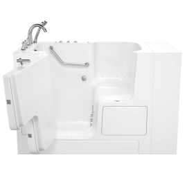 Gelcoat Premium Series 32 in. x 52 in. Outward Opening Door Walk-In Bathtub with Air Spa and Whirlpool system, SS9OD5232LD-WH-PC