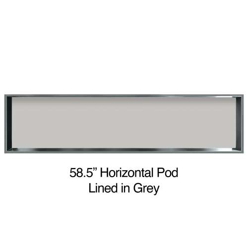 58.5-in. Recessed Horizontal Storage Pod Rear Lined in Grey
