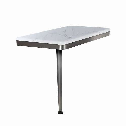 24in x 12in Left-Hand Shower Seat with Brushed Stainless Frame and Leg, in Palladium White