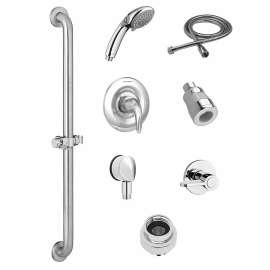 Commercial Shower System Trim Kit 1.5 Gpm/5.7 Lpm With 36-Inch Slide-Grab Bar, Hand Shower And Showerhead, Tu662Sg213.002