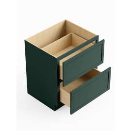 30-in x 24-in x 35-in Ready To Assemble Slim Shaker Two Drawer Base Cabinet, Green, 2DB30-RTA-FR02-GR