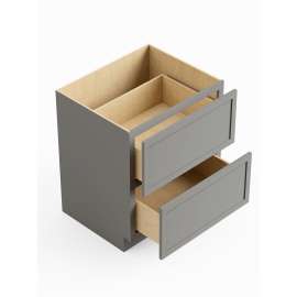 36-in x 24-in x 35-in Ready To Assemble Slim Shaker Two Drawer Base Cabinet, Light Grey, 2DB36-RTA-FR02-LG