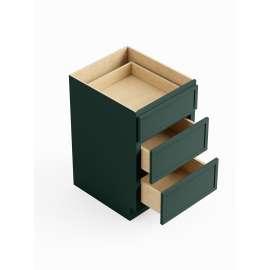 12-in x 24-in x 35-in Ready To Assemble Slim Shaker Three Drawer Base Cabinet, Green, 3DB12-RTA-FR02-GR