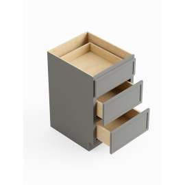 36-in x 24-in x 35-in Ready To Assemble Slim Shaker Three Drawer Base Cabinet, Light Grey, 3DB36-RTA-FR02-LG