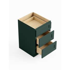 36-in x 24-in x 35-in Ready To Assemble Shaker Three Drawer Base Cabinet, Green, 3DB36-RTA-FR01-GR