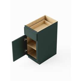 15-in x 24-in x 35-in Ready To Assemble Slim Shaker Single Door Single Drawer Base Cabinet, Green, B15-RTA-FR02-GR