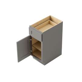 12-in x 24-in x 35-in Ready To Assemble Shaker Single Door Single Drawer Base Cabinet, Light Grey, B12-RTA-FR01-LG
