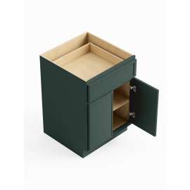 24-in x 24-in x 35-in Ready To Assemble Slim Shaker Double Door Single Drawer Base Cabinet, Green, B24-RTA-FR02-GR