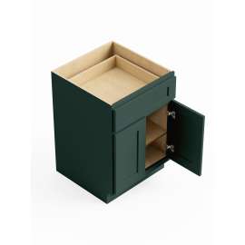 27-in x 24-in x 35-in Ready To Assemble Shaker Double Door Single Drawer Base Cabinet, Green, B27-RTA-FR01-GR