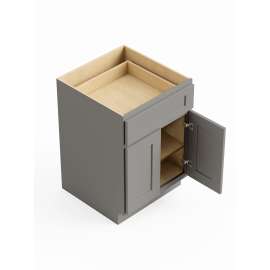 24-in x 24-in x 35-in Ready To Assemble Shaker Double Door Single Drawer Base Cabinet, Light Grey, B24-RTA-FR01-LG
