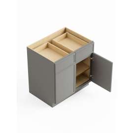 30-in x 24-in x 35-in Ready To Assemble Slim Shaker Double Door Double Drawer Base Cabinet, Light Grey, B30-RTA-FR02-LG