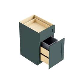 15-in x 24-in x 35-in Ready To Assemble Shaker Single Trash Can Pull-Out Base Cabinet, Green, BWB15-RTA-FR01-GR