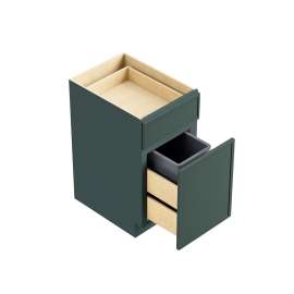 15-in x 24-in x 35-in Ready To Assemble Slim Shaker Single Trash Can Pull-Out Base Cabinet, Green, BWB15-RTA-FR02-GR